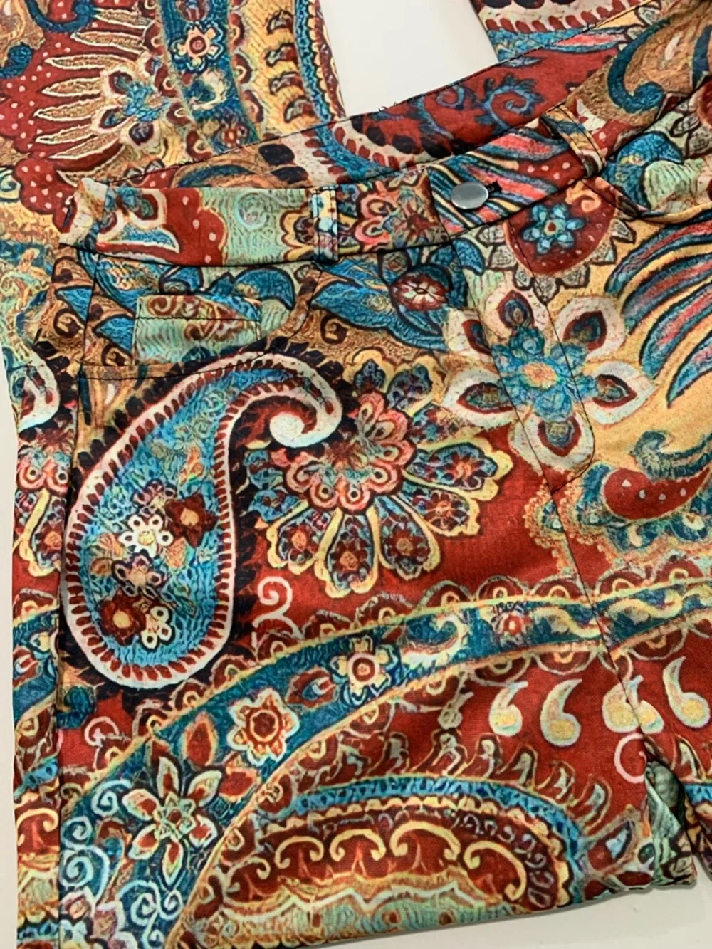 High-waisted Paisley Flare Retro Boho Festival Pants, Vintage inspired Coachella - Picture 10 of 10